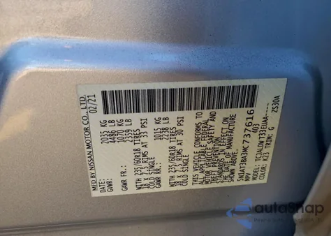 2021 Niss Rogue Sport Sl Awd из США, поврежденный, VIN 5N1AT3BA3MC737616